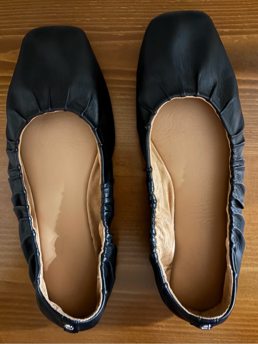 Sam Edelman Circus Black Leather Square Toed Ballet Flats